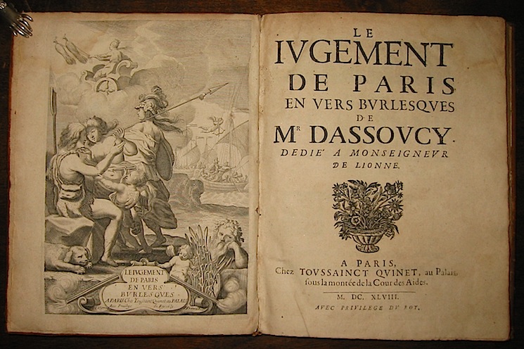 Charles, Sieur d'Assoucy Coypeau Le iugement de Paris en vers burlesques 1648 Paris Toussainct Quinet